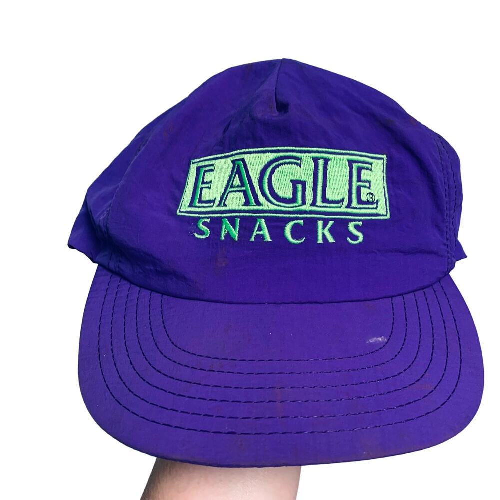 Made in the USA Vintage Eagle Snacks 90s Y2K Purple Lime Green Snapback Hat